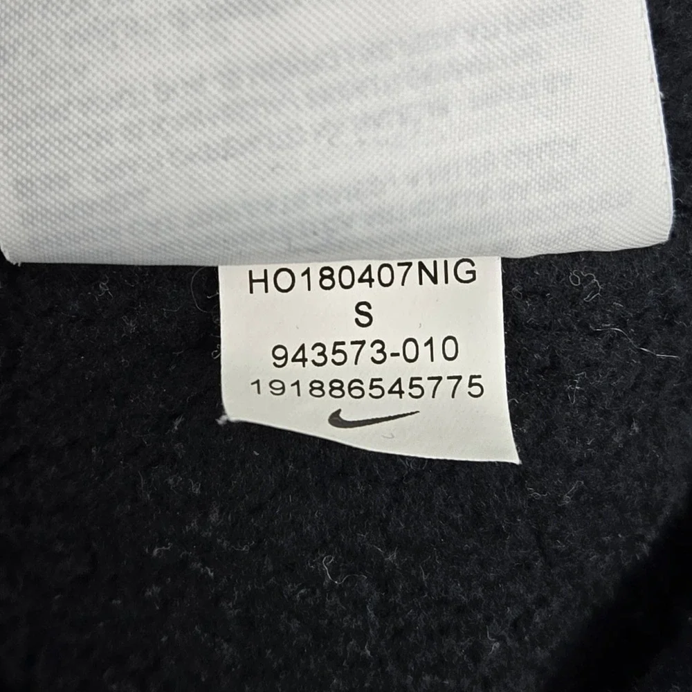 Nike Men Hoodie S Black NWS Embroidery Graphic Print Fleece READ